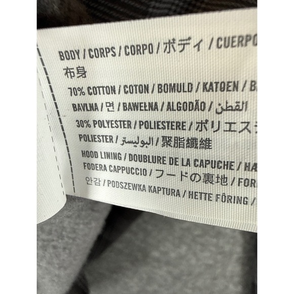 Hollister Grey Plaid Crossover Hood Fleece Hoodie Embroidered Spell Out Mens S - Picture 6 of 11